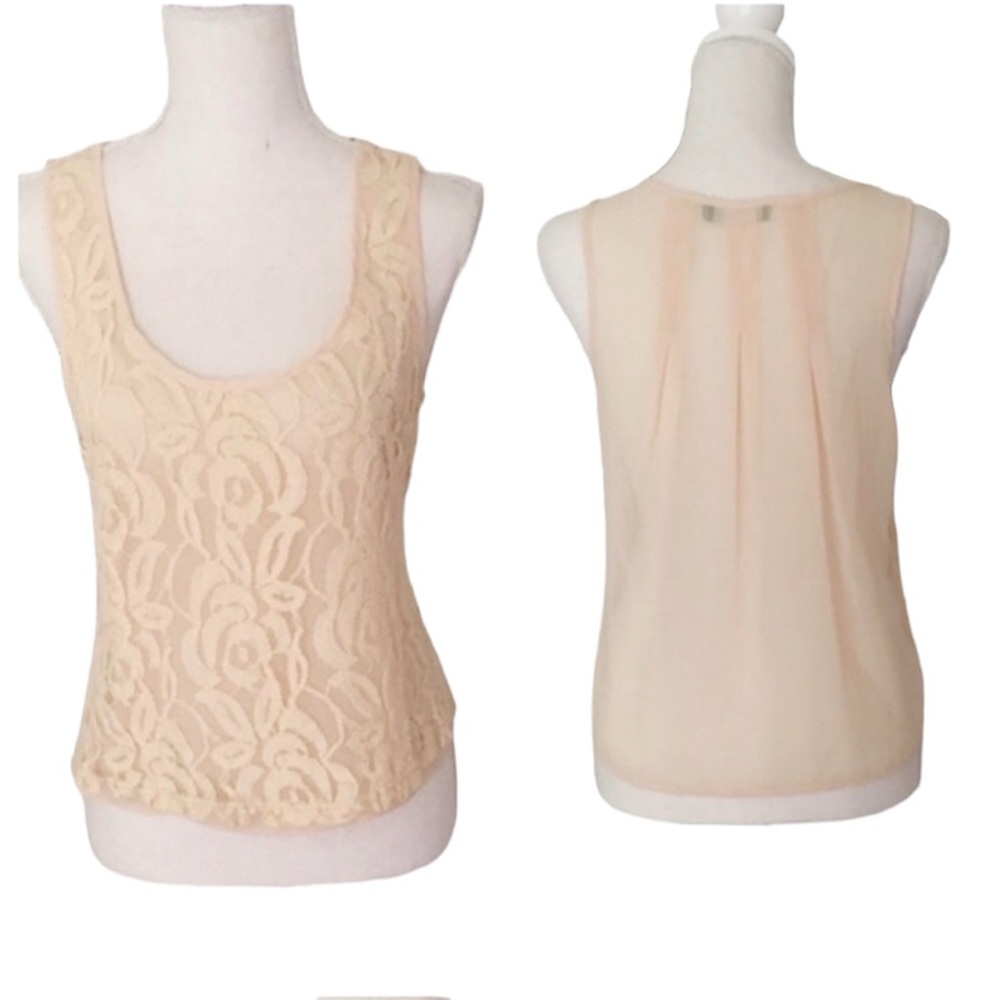 Love Culture Beige Lace Sleeveless Blouse Size Small